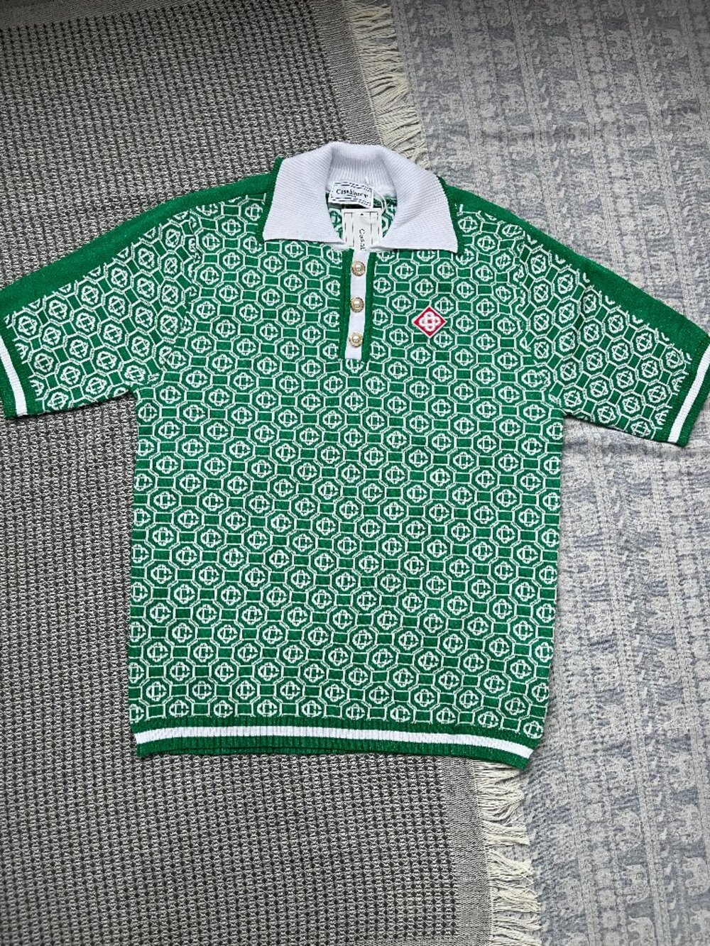 Casablanca Jacquard Polo Shirt In Green